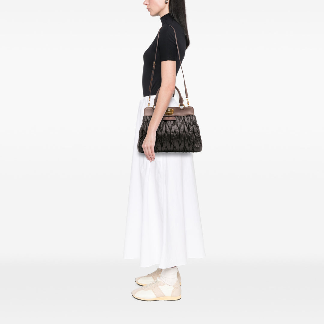 Miu Miu Matelasse Leather Turnlock Cabas Noir – GABY PARIS Authentique