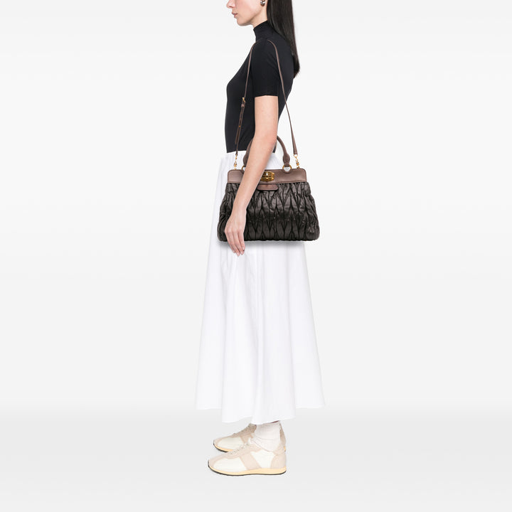 Miu Miu Matelasse Leather Turnlock Cabas Noir – GABY PARIS Authentique