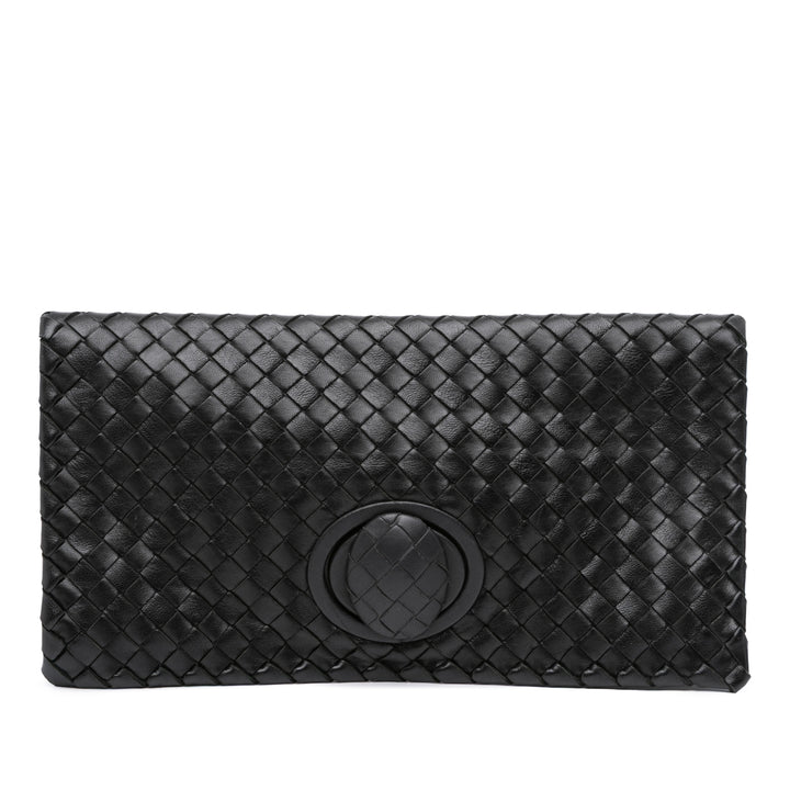 Bottega Veneta Nappa Intrecciato Turn Lock Pochette Noir