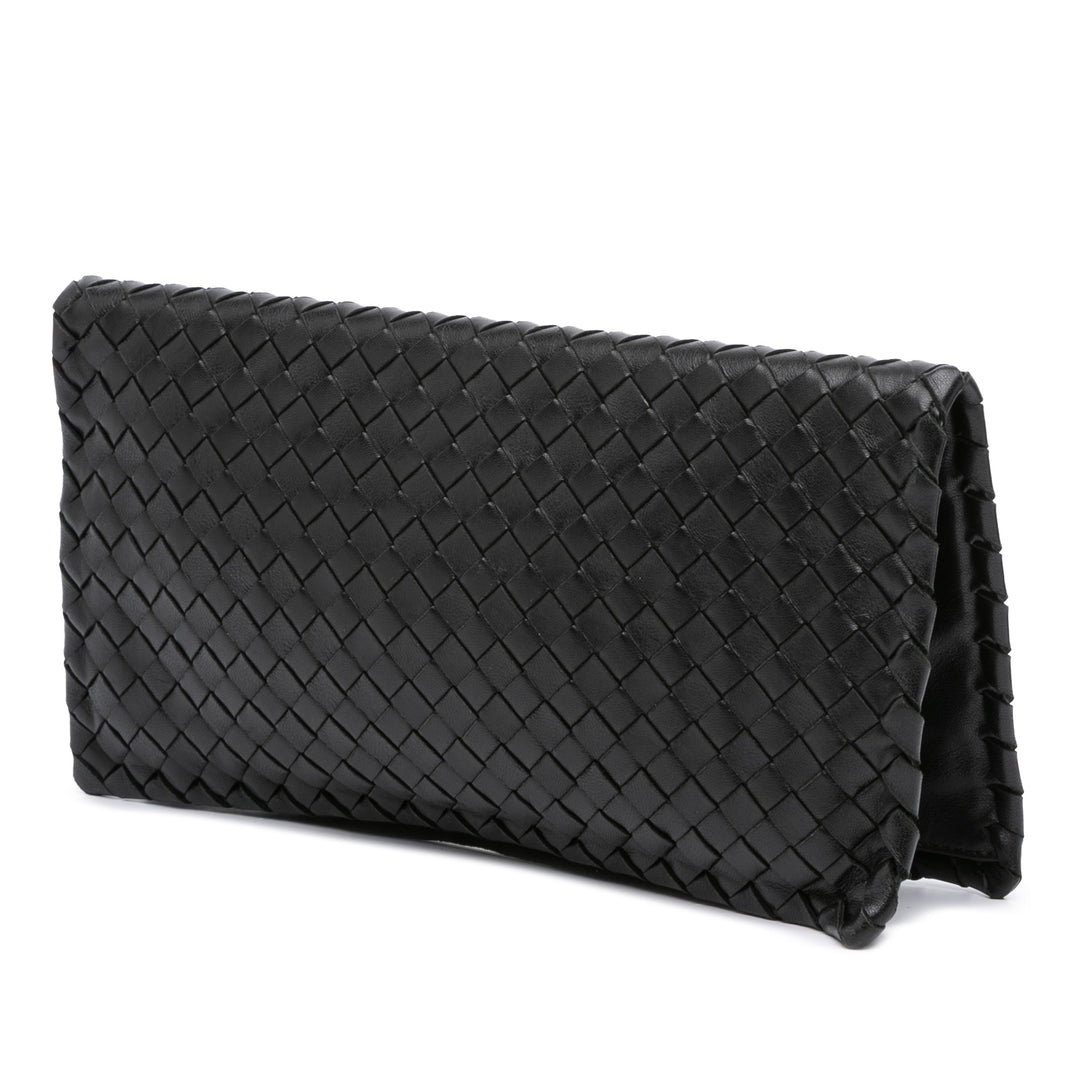 Bottega Veneta Nappa Intrecciato Turn Lock Pochette Noir