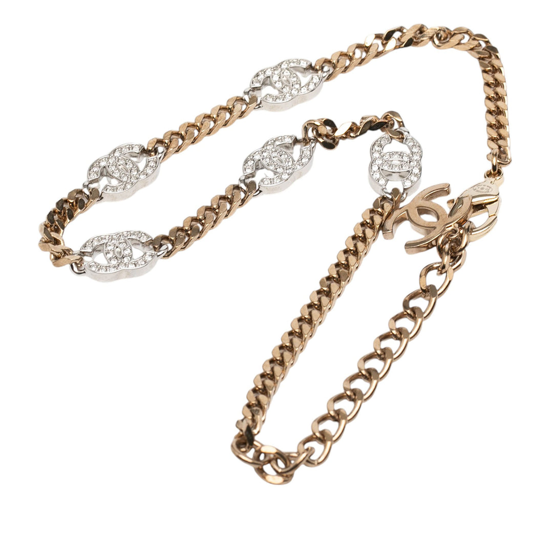 Chanel plaqué Rhinestone CC Choker Collier