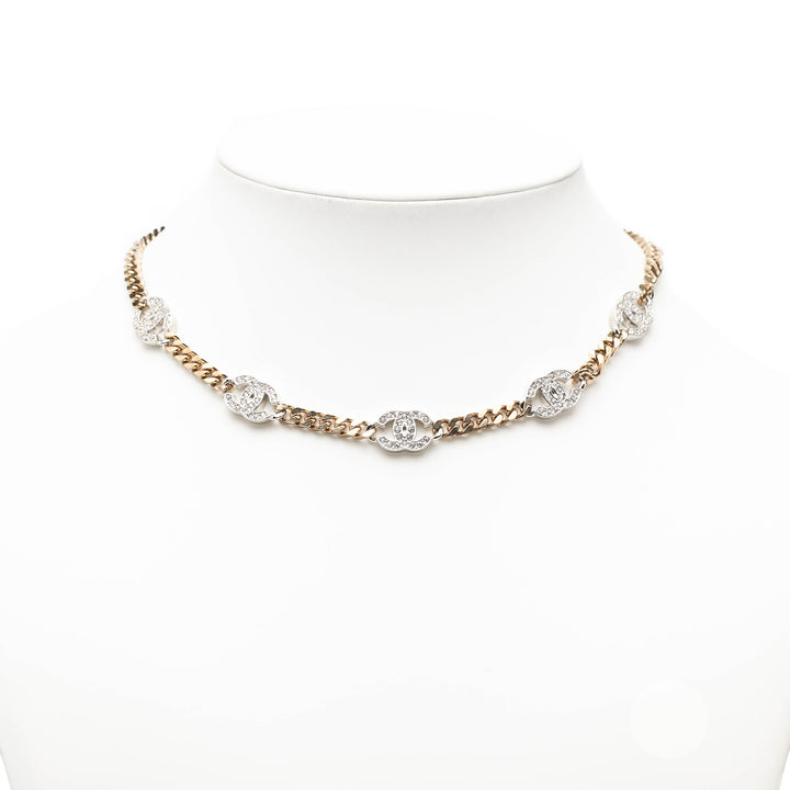 Chanel plaqué Rhinestone CC Choker Collier