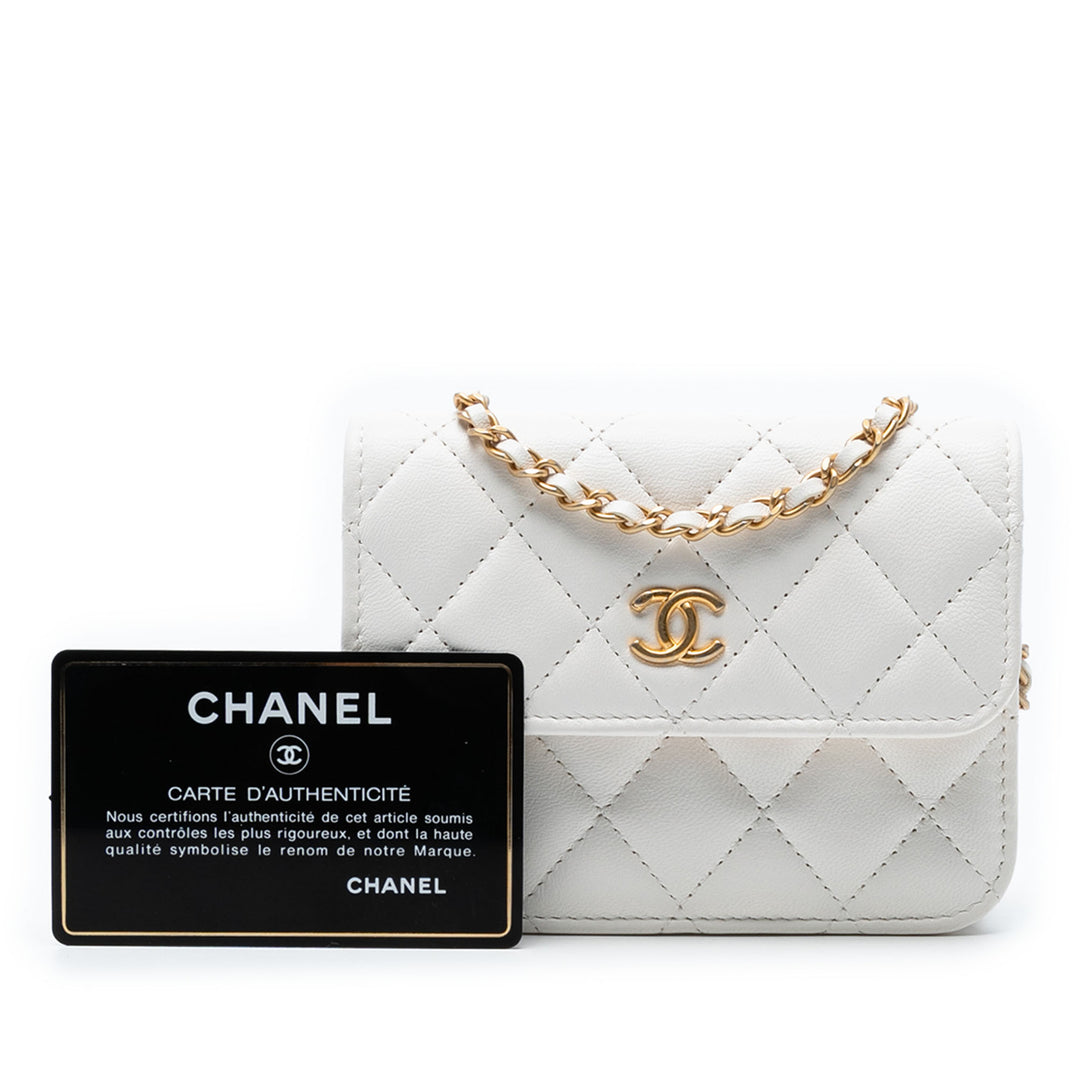 Chanel Mini CC Matelassé Cuir d’agneau Perle Crush Pochette avec chaîne