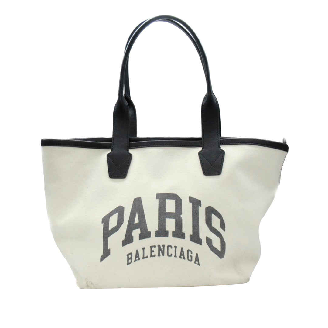 Small Canvas Cities Paris Jumbo Tote White - Gaby Paris