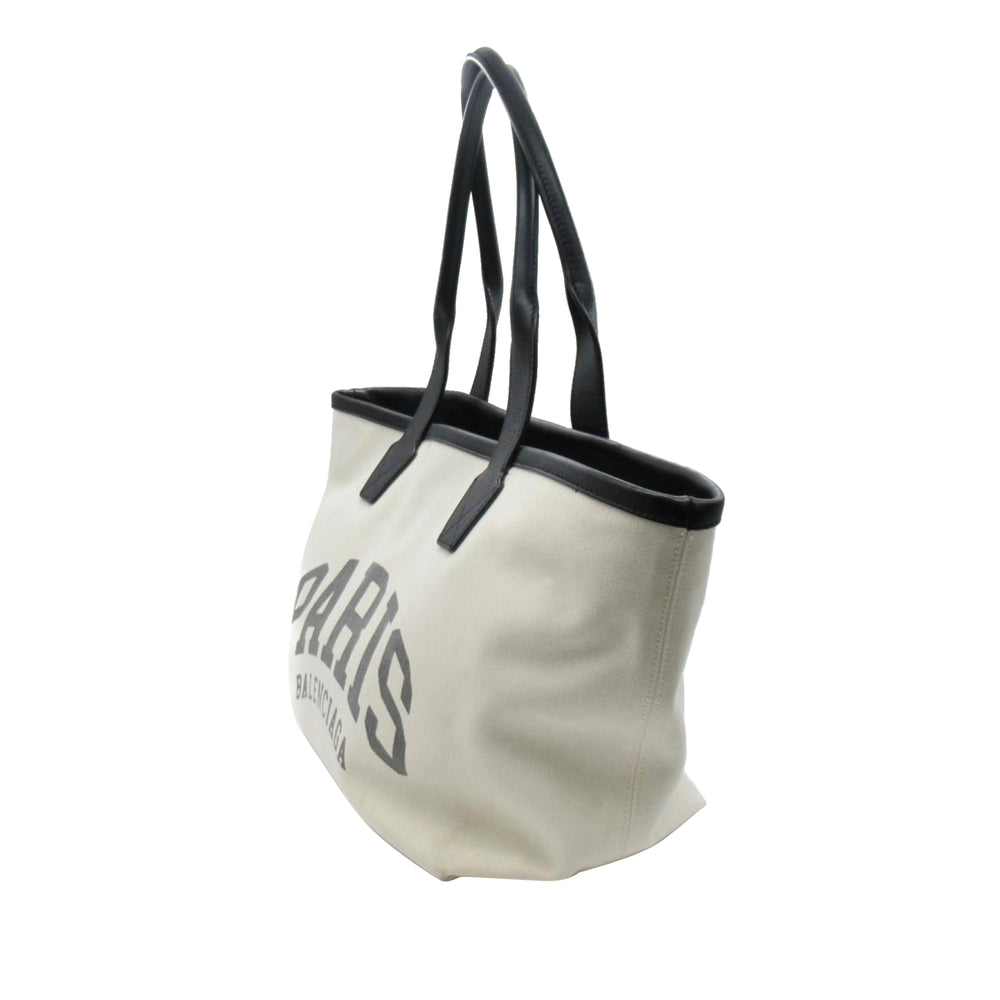 Small Canvas Cities Paris Jumbo Tote White - Gaby Paris
