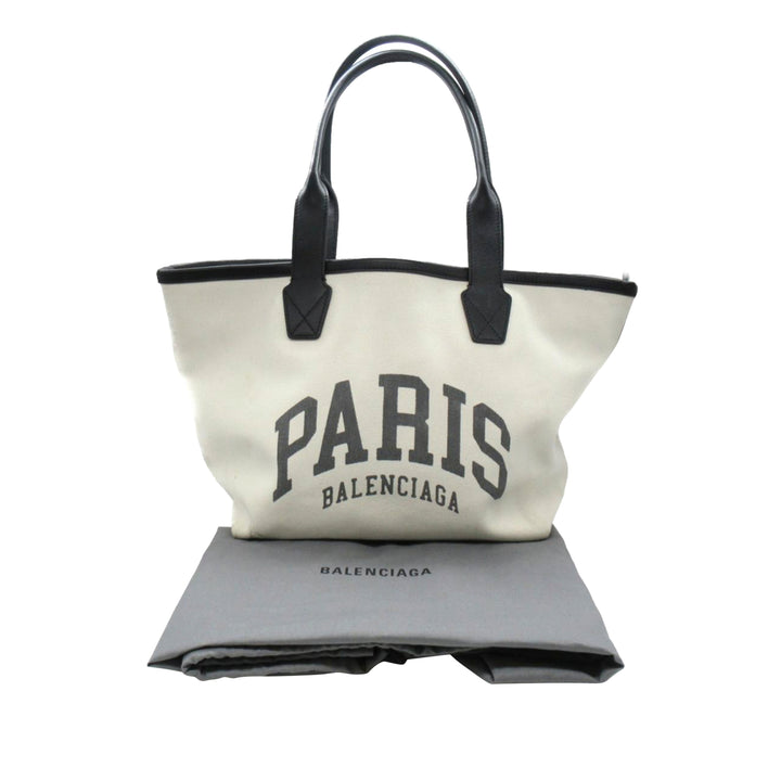 Small Canvas Cities Paris Jumbo Tote White - Gaby Paris