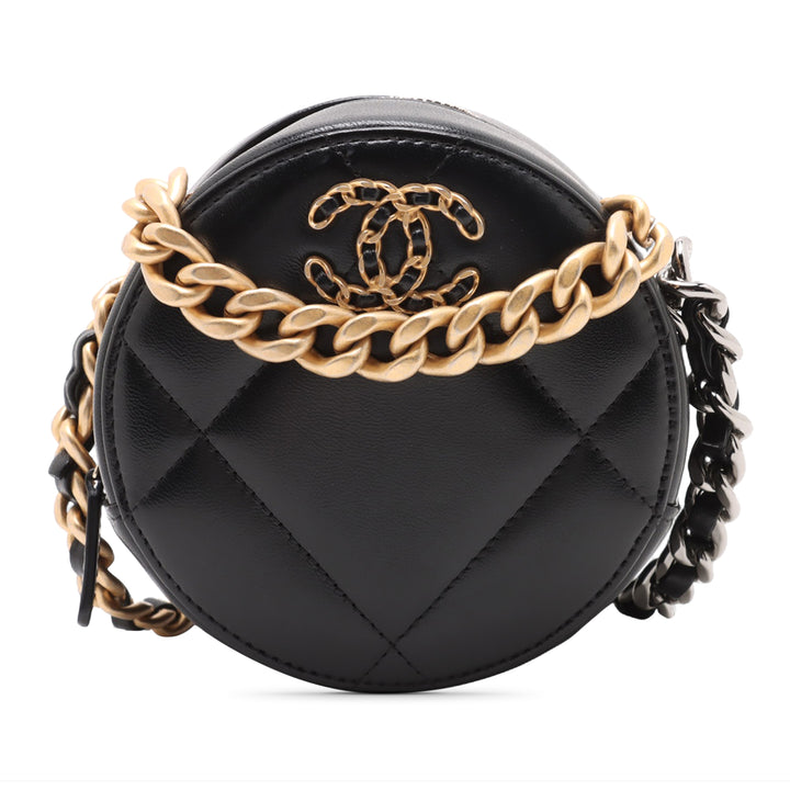 Chanel Cuir d’agneau 19 Rond Pochette avec chaîne