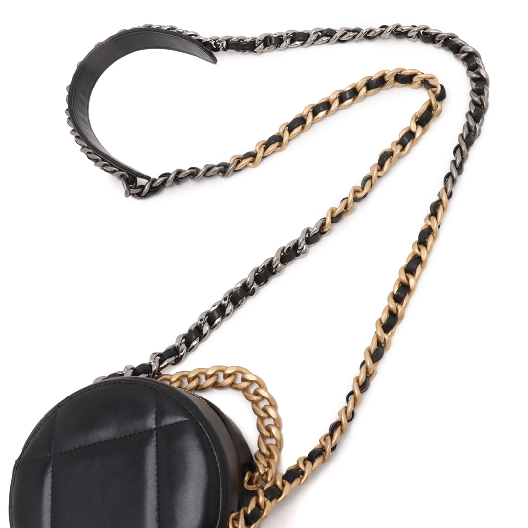 Chanel Cuir d’agneau 19 Rond Pochette avec chaîne