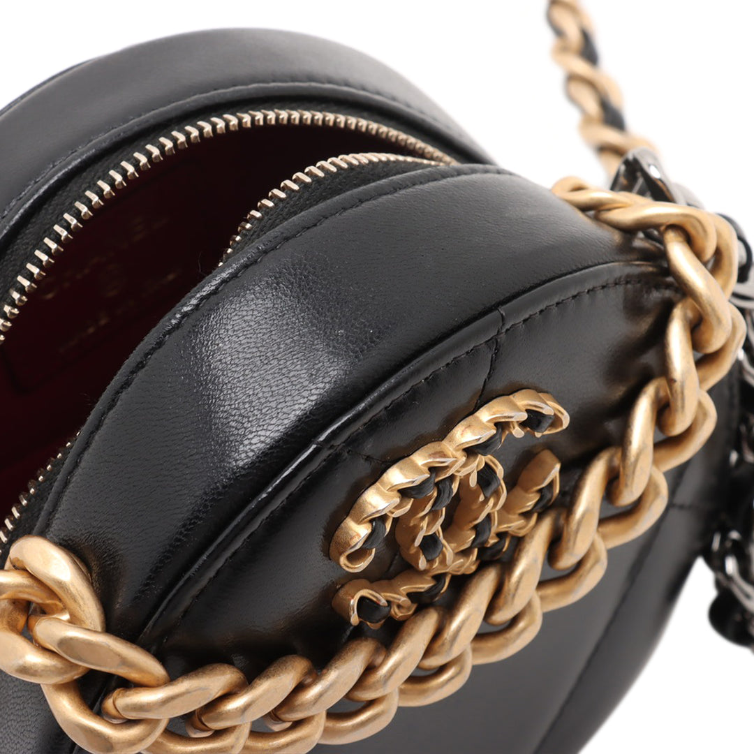 Chanel Cuir d’agneau 19 Rond Pochette avec chaîne