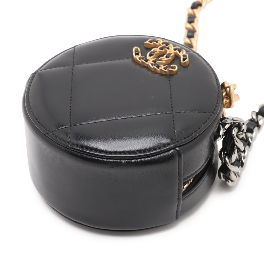 Chanel Cuir d’agneau 19 Rond Pochette avec chaîne