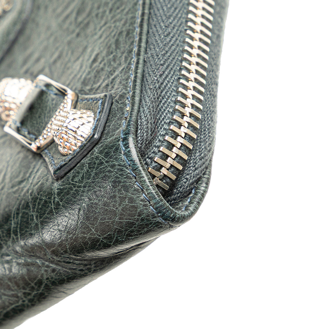 Lambskin Giant 12 Continental Zip Around Wallet Green - Gaby Paris