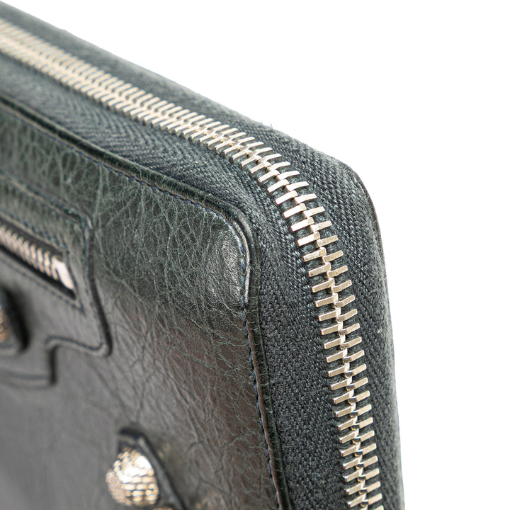 Lambskin Giant 12 Continental Zip Around Wallet Green - Gaby Paris