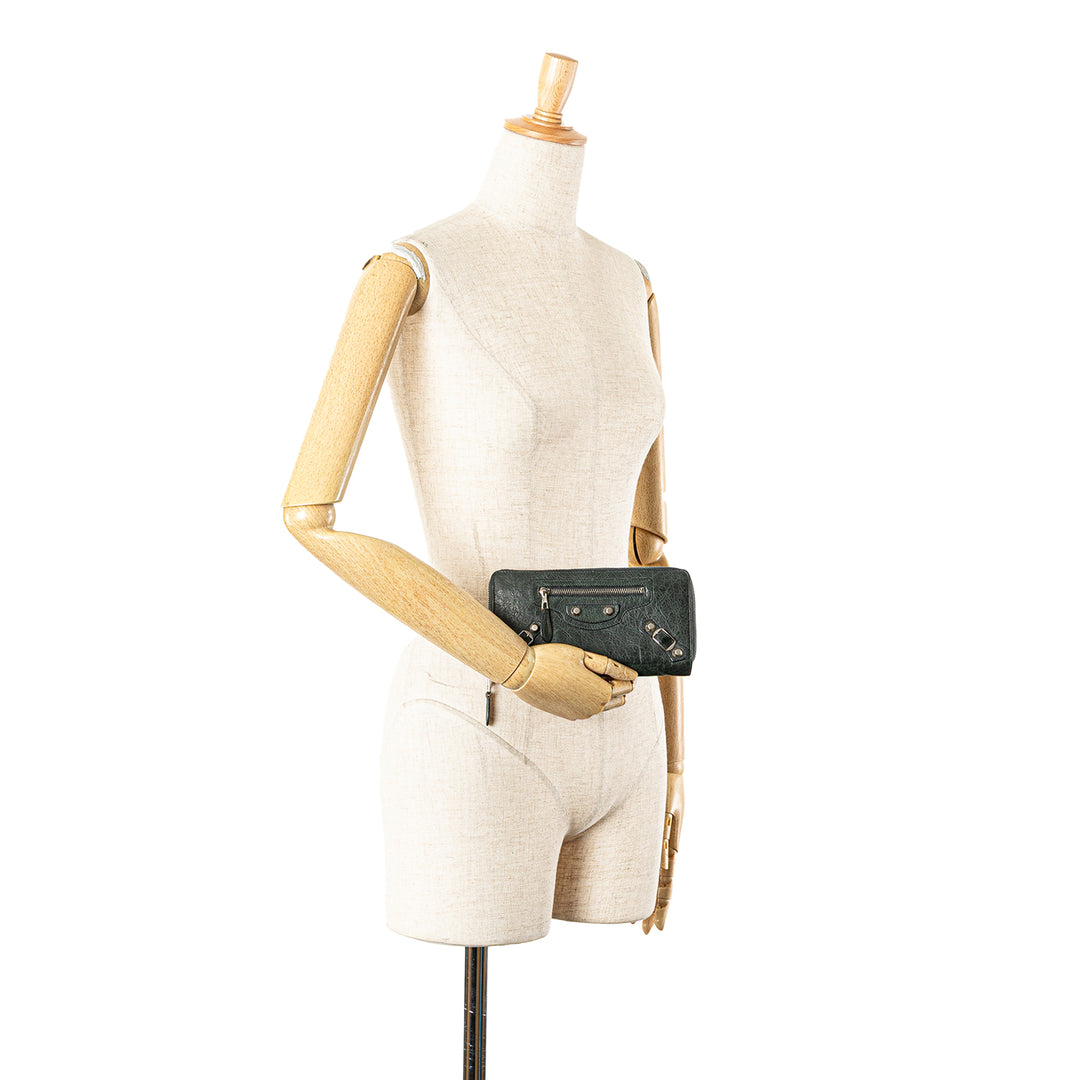 Lambskin Giant 12 Continental Zip Around Wallet Green - Gaby Paris