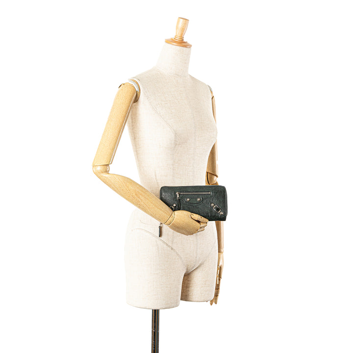 Lambskin Giant 12 Continental Zip Around Wallet Green - Gaby Paris