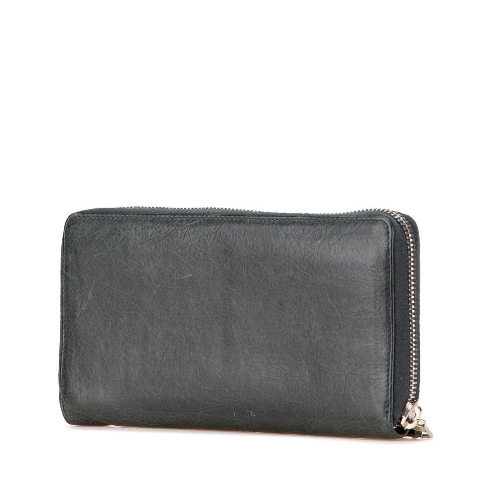 Lambskin Giant 12 Continental Zip Around Wallet Green - Gaby Paris