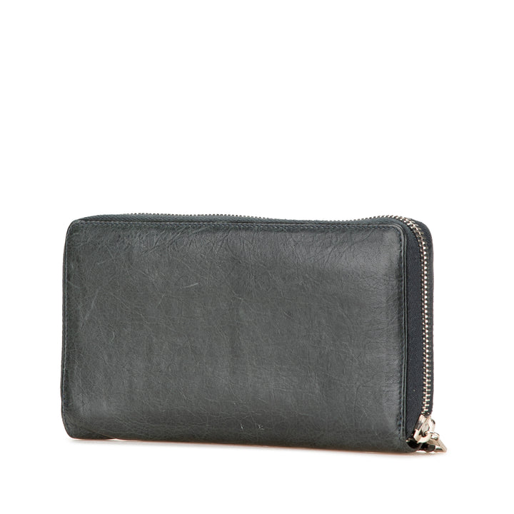 Lambskin Giant 12 Continental Zip Around Wallet Green - Gaby Paris