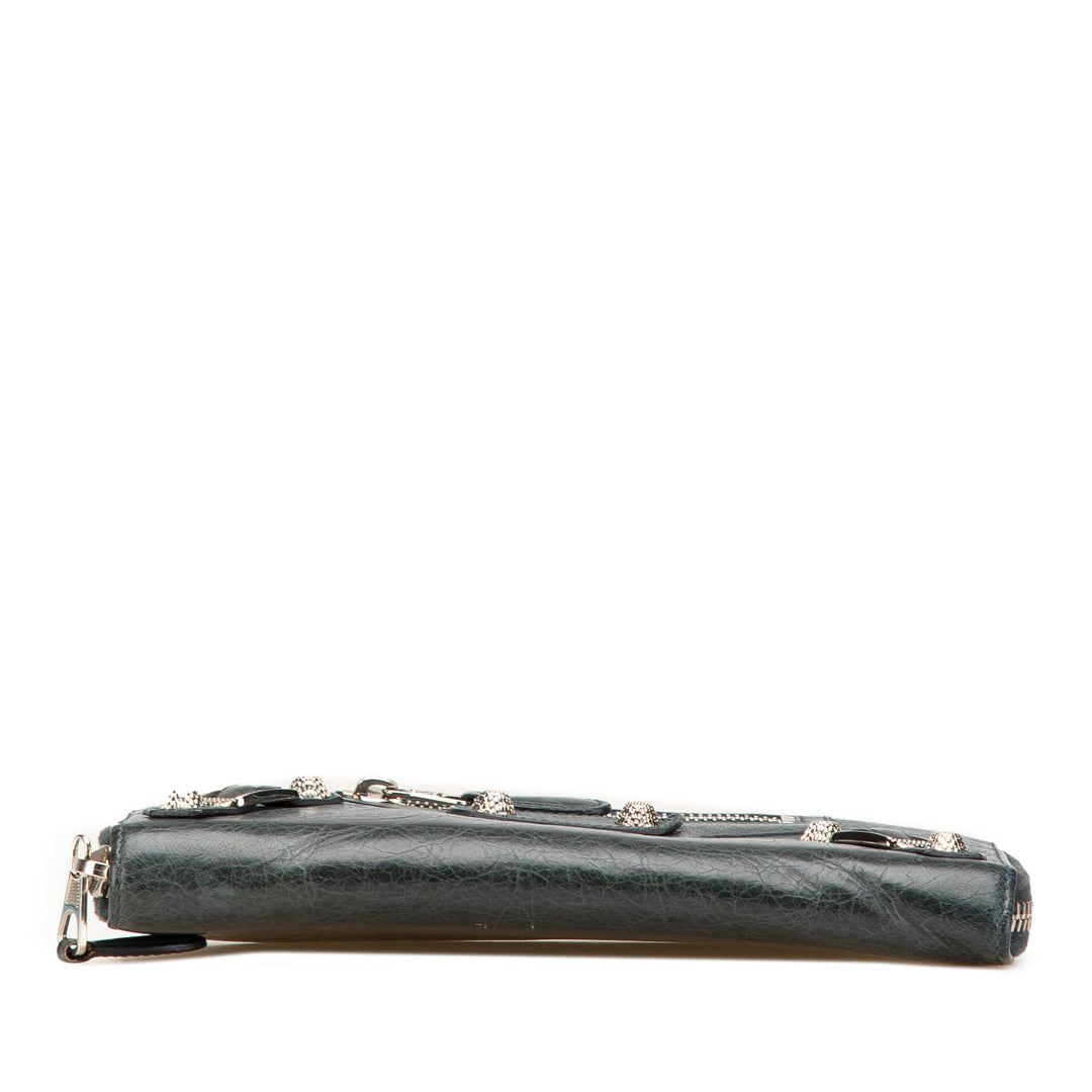 Lambskin Giant 12 Continental Zip Around Wallet Green - Gaby Paris