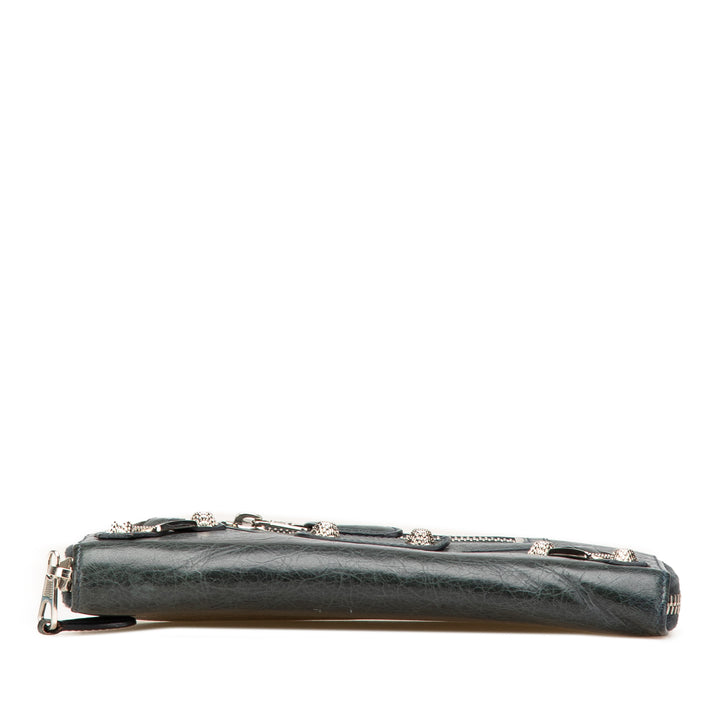 Lambskin Giant 12 Continental Zip Around Wallet Green - Gaby Paris