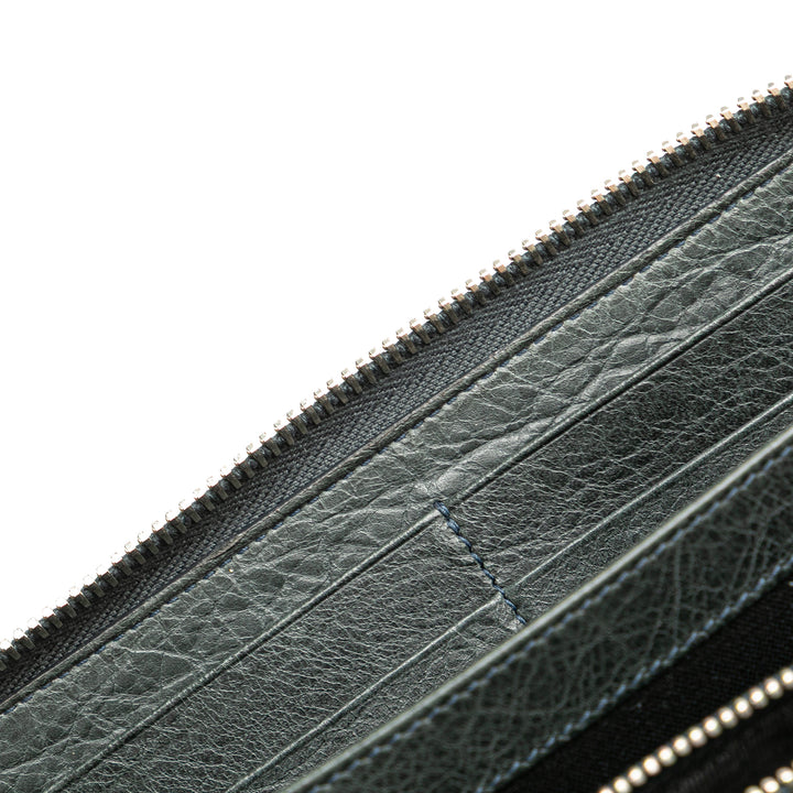 Lambskin Giant 12 Continental Zip Around Wallet Green - Gaby Paris