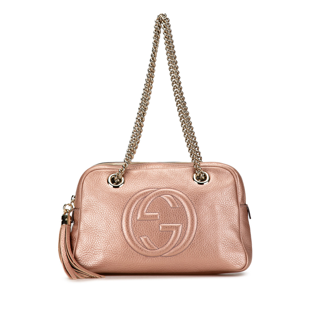 Gucci Soho Chain Zip Shoulder Bag Pink - GABY PARIS