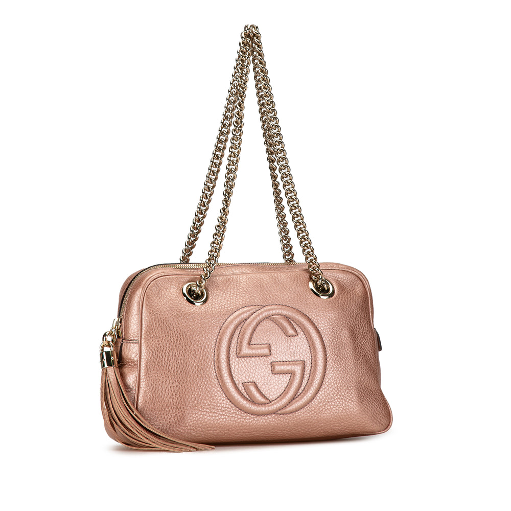 Gucci Soho Chain Zip Shoulder Bag Pink - GABY PARIS