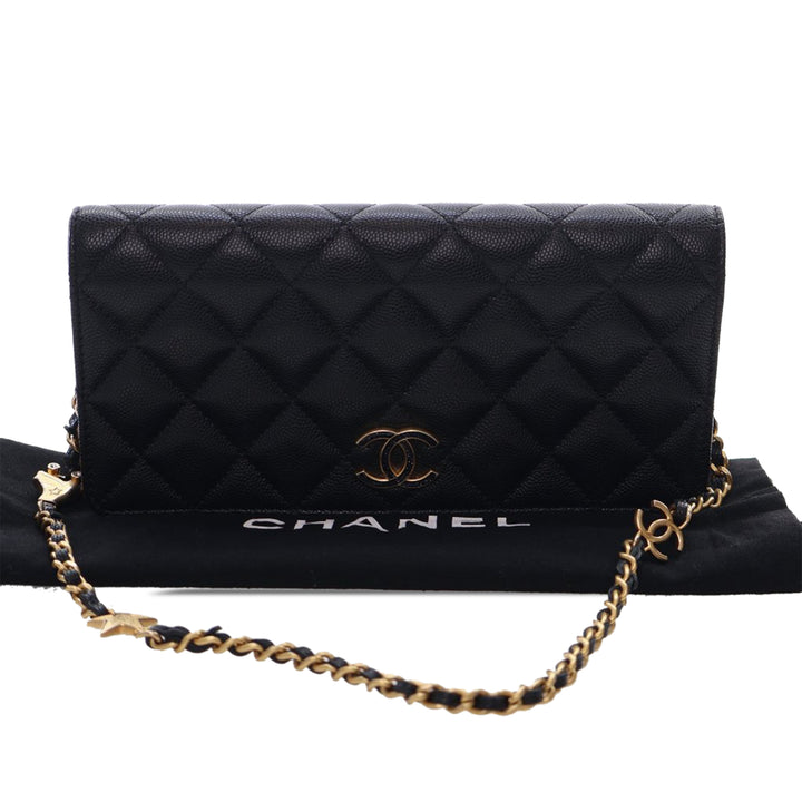 Chanel Matelassé Caviar Glitter CC Roller Skate Pochette avec chaîne