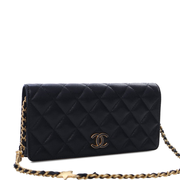 Chanel Matelassé Caviar Glitter CC Roller Skate Pochette avec chaîne