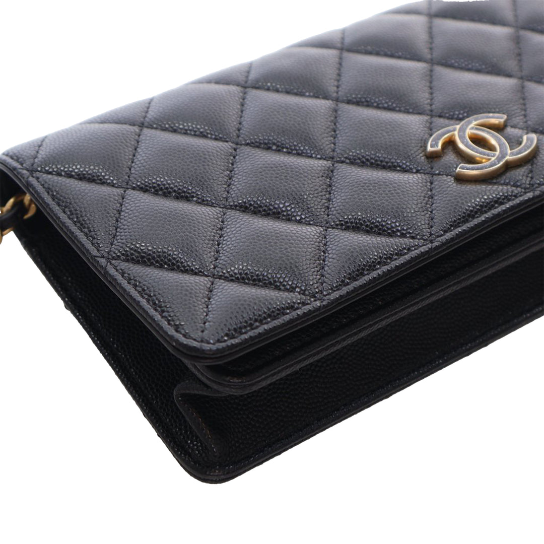 Chanel Matelassé Caviar Glitter CC Roller Skate Pochette avec chaîne