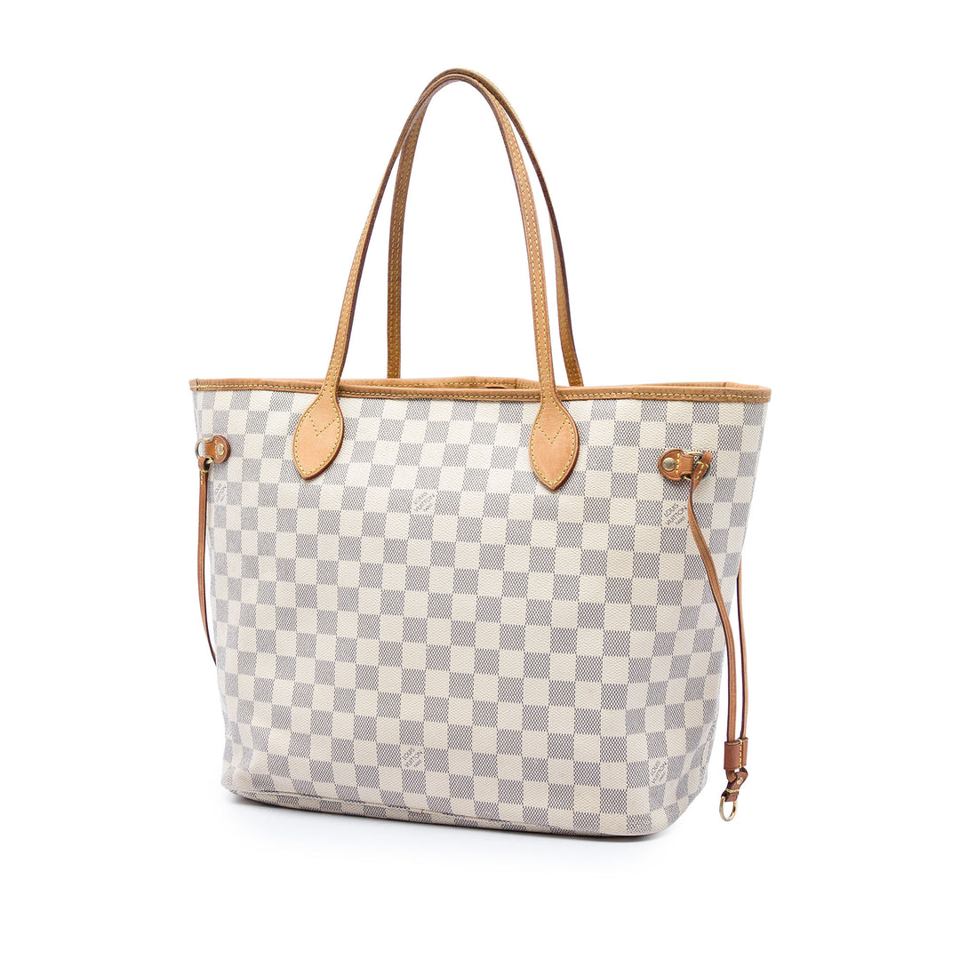 Louis Vuitton Neverfull MM Damier Azur Blanc – vue 2 – GABY PARIS