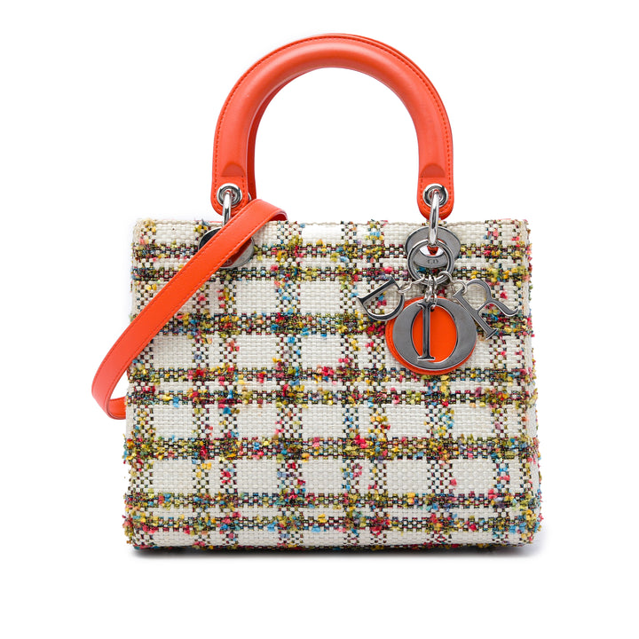 Dior Lady Dior Moyen Tweed Orange – vue principale – GABY PARIS