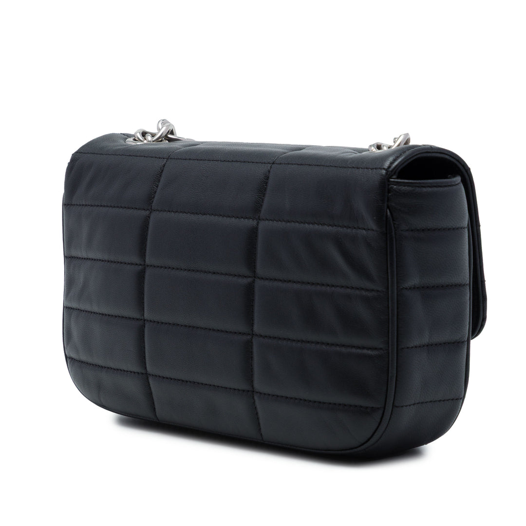 Celine Matelasse Monochrome Chaîne Sac Cuir de chèvre Noir