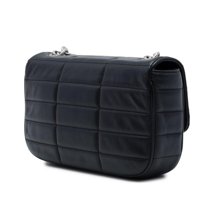 Celine Matelasse Monochrome Chaîne Sac Cuir de chèvre Noir