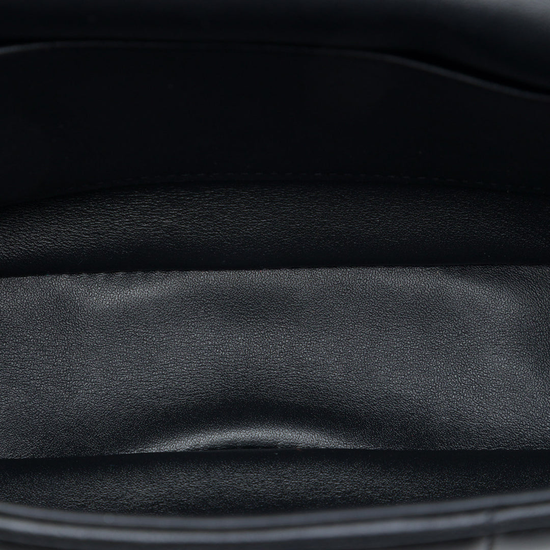 Celine Matelasse Monochrome Chaîne Sac Cuir de chèvre Noir