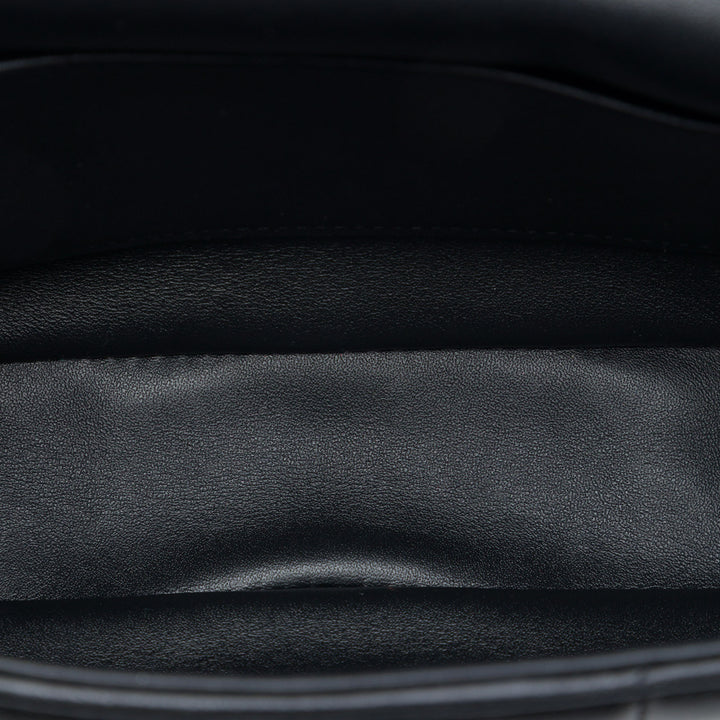 Celine Matelasse Monochrome Chaîne Sac Cuir de chèvre Noir