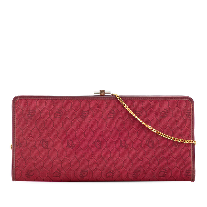 Dior Honeycomb Toile Pochette With Chain Rouge