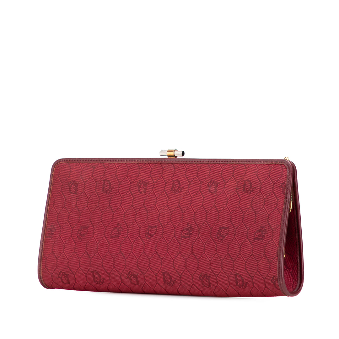 Dior Honeycomb Toile Pochette With Chain Rouge
