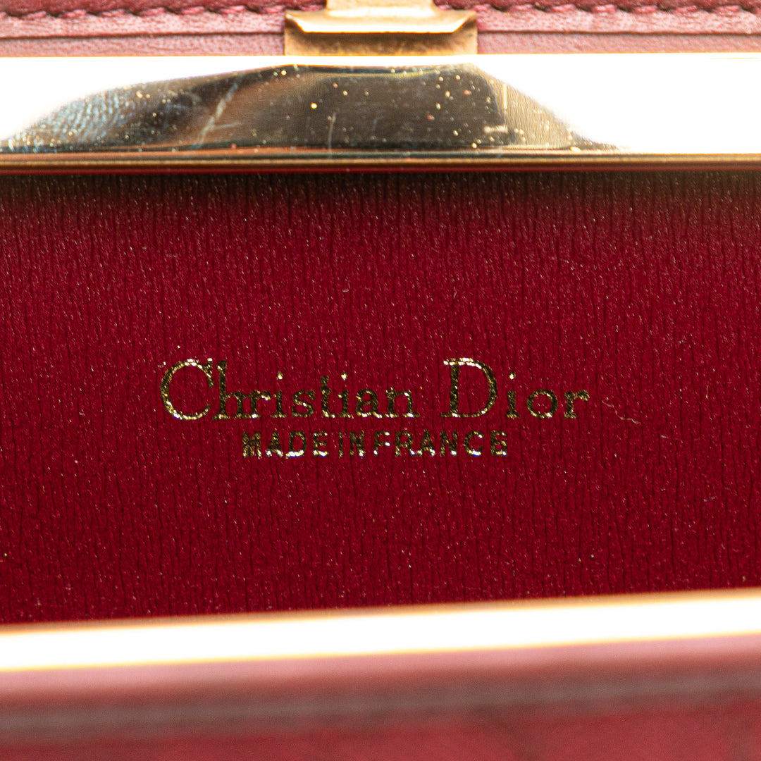 Dior Honeycomb Toile Pochette With Chain Rouge