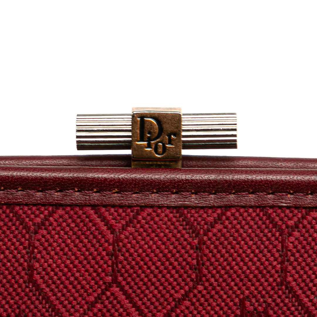 Dior Honeycomb Toile Pochette With Chain Rouge