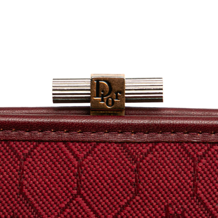 Dior Honeycomb Toile Pochette With Chain Rouge