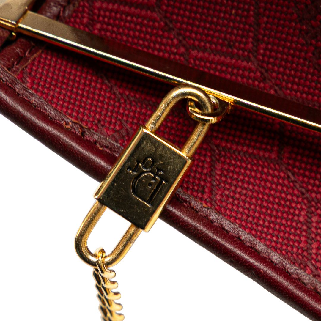 Dior Honeycomb Toile Pochette With Chain Rouge