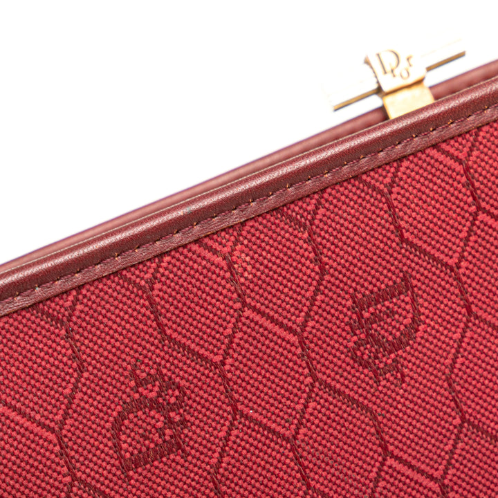 Dior Honeycomb Toile Pochette With Chain Rouge
