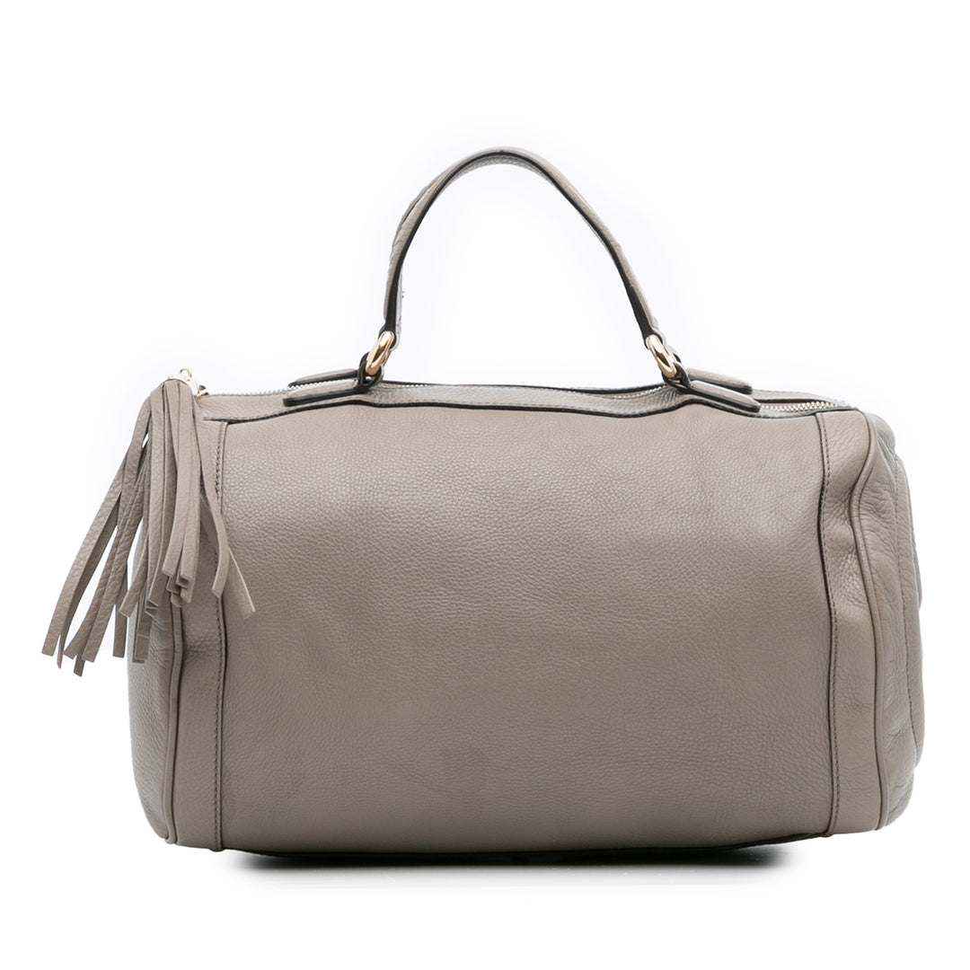 Pebbled Soho Boston Sac Moyen Cuir de veau Gris