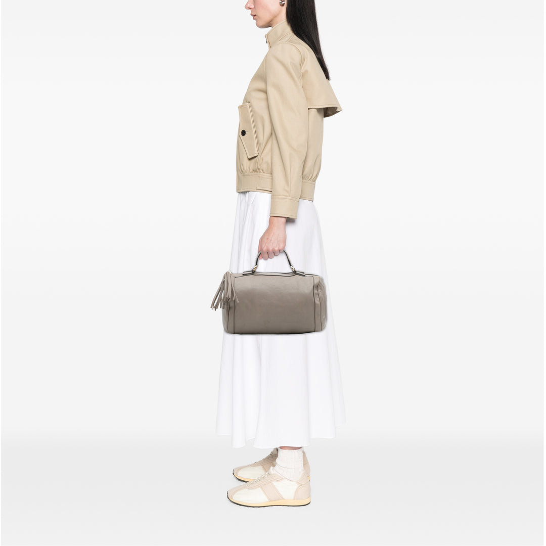 Pebbled Soho Boston Sac Moyen Cuir de veau Gris