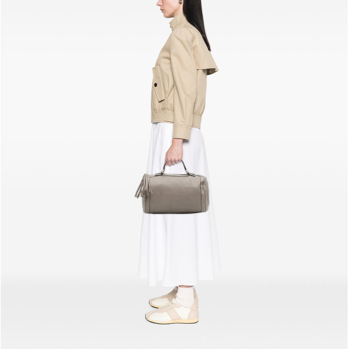 Pebbled Soho Boston Sac Moyen Cuir de veau Gris