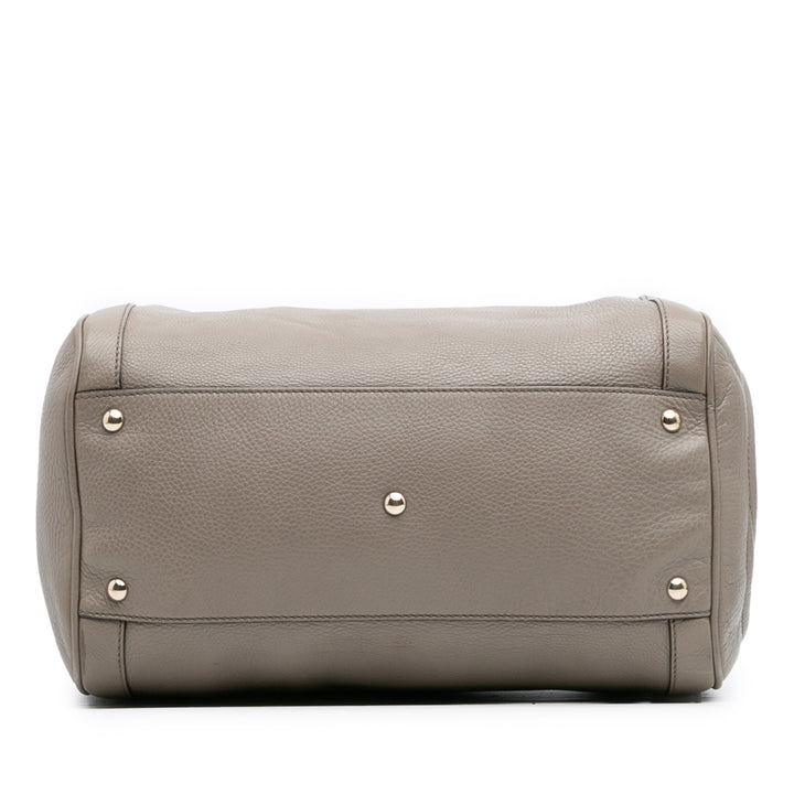 Pebbled Soho Boston Sac Moyen Cuir de veau Gris