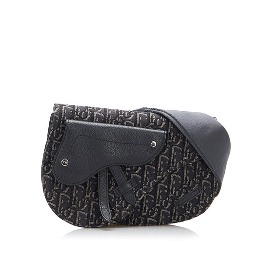 Oblique Saddle Messenger Bag Black - Gaby Paris