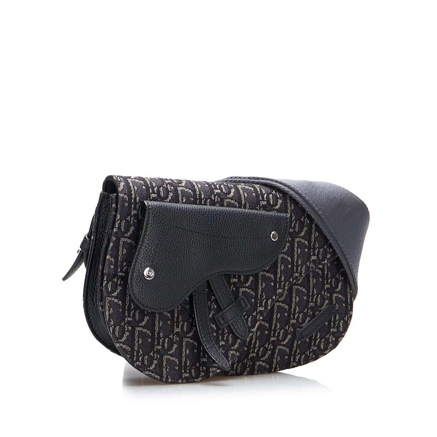 Oblique Saddle Messenger Bag Black - Gaby Paris