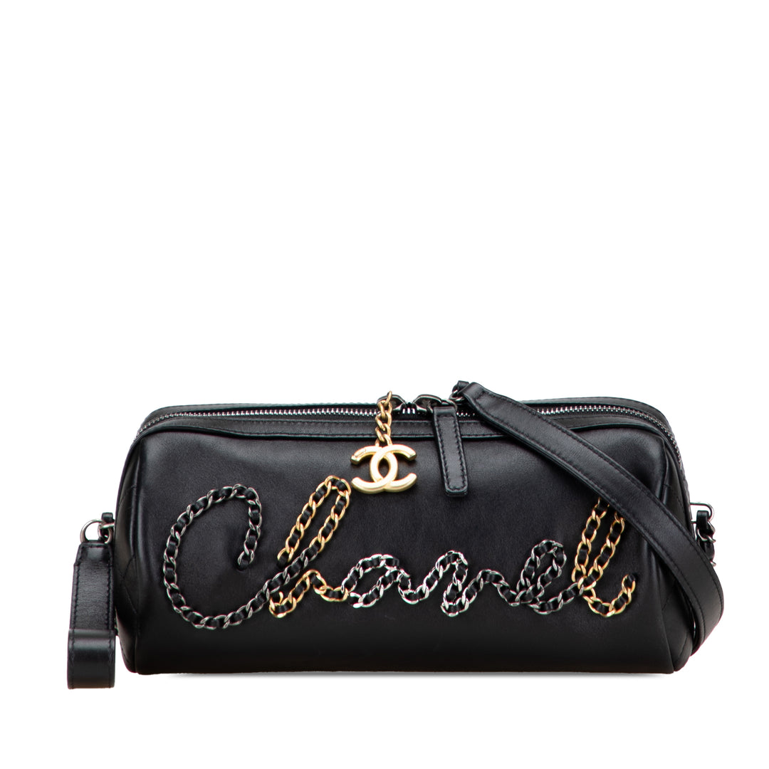Chanel Cuir de veau Signature Chain Signe Bowling Bag Noir – GABY PARIS Authentique