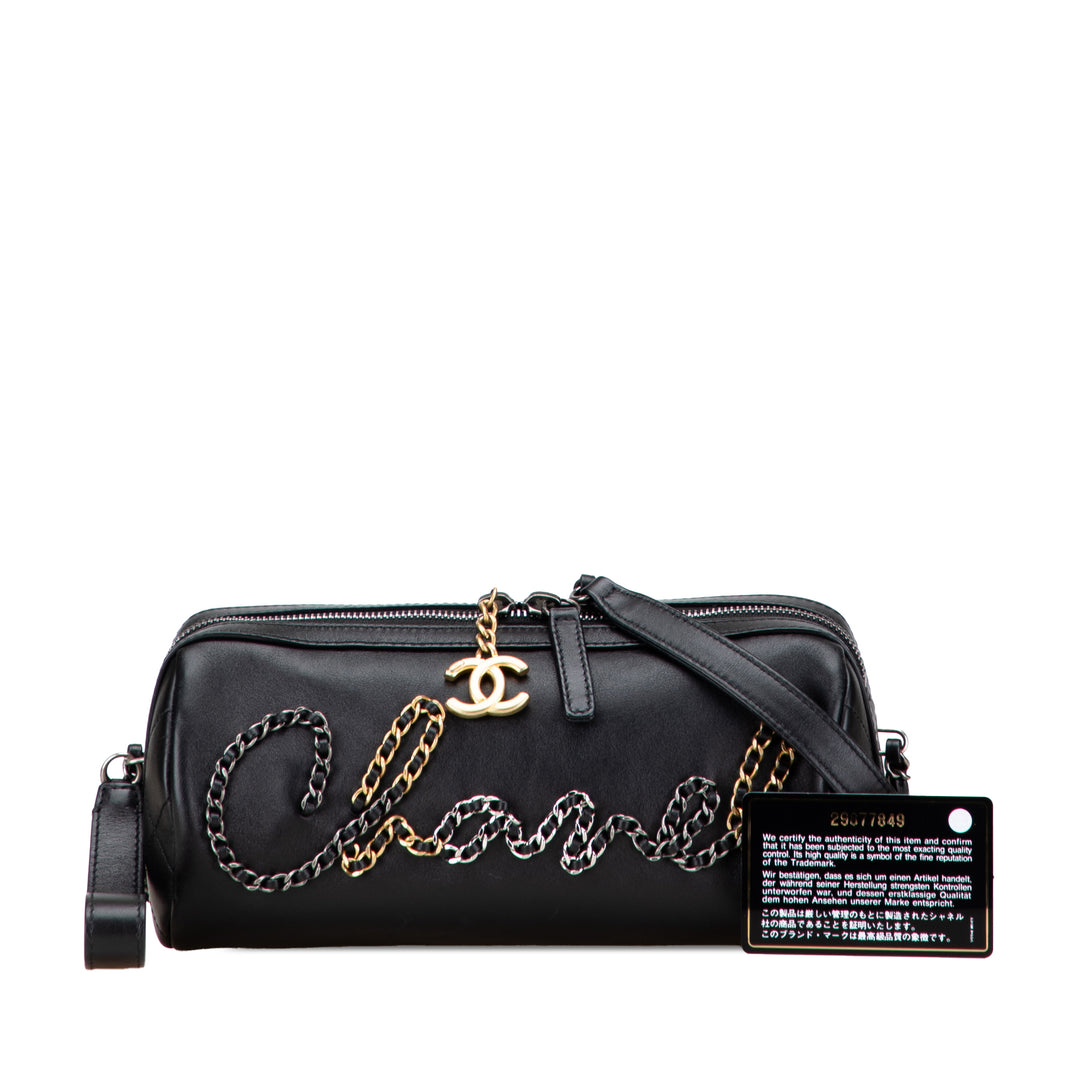 Chanel Cuir de veau Signature Chain Signe Bowling Bag Noir – GABY PARIS Authentique