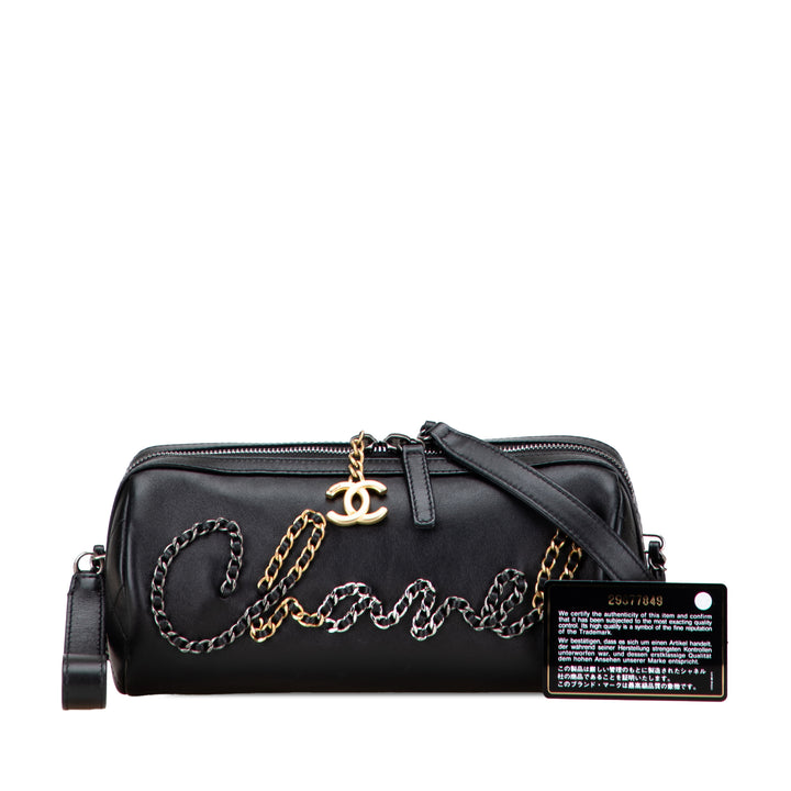 Chanel Cuir de veau Signature Chain Signe Bowling Bag Noir – GABY PARIS Authentique